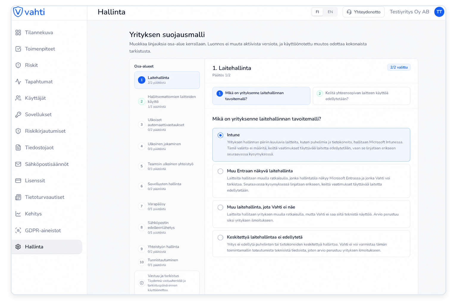 Arvioi tietoturvaa yrityksesi omien linjausten mukaan