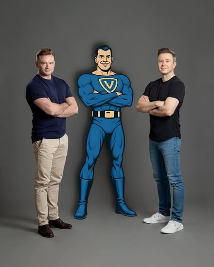 The Vahti team with the Vahti mascot